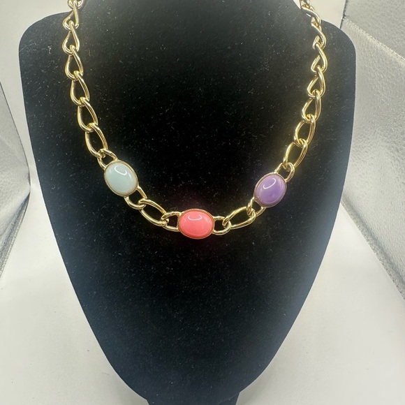 1960s Vintage Givenchy Gold Choker & Bracelet Set – Rare Pastel - Picture 1 of 12